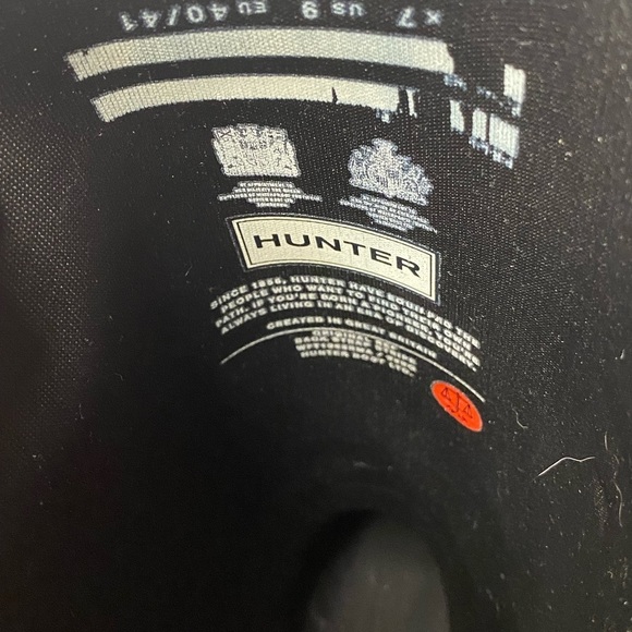 Hunter Wellies Flat Black Rain Boots adjustable strap at top size 9 With Box - Picture 9 of 10